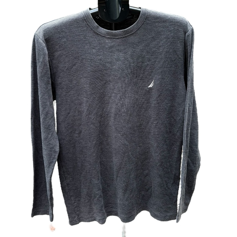 Nautica Men's Charcoal Long Sleeve Tee, Size M , Classic/Basic/Relaxation